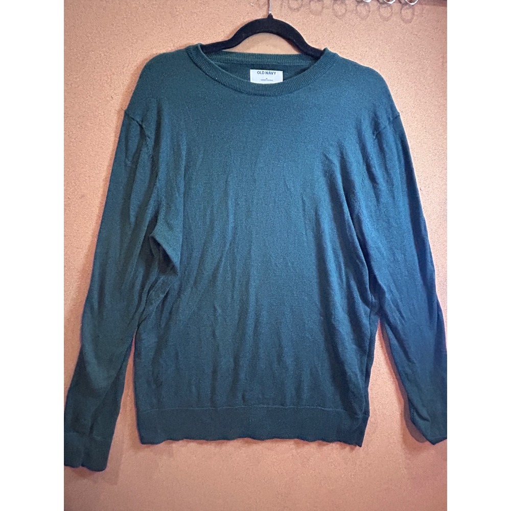 Old Navy Crewneck Sweater Mens M Green Excellent Soft Knit Long Sleeve Pullover